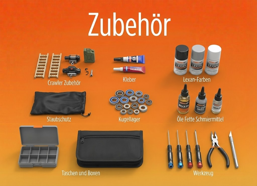 C Werkstatt Zubehör: Werkzeug, Kugellager, Lexan-Farben, Öle und Fette