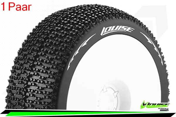 Louise RC - B-MAGLEV - 1-8 Buggy Komplettradsatz - Fertig Verklebt - Super Soft - Dish Felgen Weiss - Hex 17mm - L-T3100VW