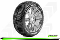 Louise RC - B-TURBO - 1-8 Buggy Komplettradsatz - Fertig Verklebt - Soft - Speichenfelgen Schwarz-Chrom - Hex 17mm - L-T3104SBC