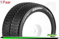 Louise RC - T-TURBO - 1-8 Truggy --Inhalt: 2 Reifen-- Fertig Verklebt - Soft - Dish Felgen Weiss - 0-Offset - Hex 17mm - L-T3112SW