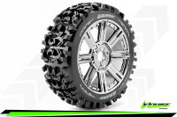 Louise RC - B-PIONEER - 1-8 Buggy Komplettradsatz - Fertig Verklebt - Soft - Speichenfelgen Schwarz-Chrom - Hex 17mm - L-T3130SBC