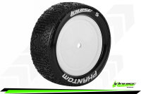 Louise RC - E-PHANTOM - 1-10 Buggy Komplettradsatz - Fertig Verklebt - Soft - Dish Felgen Weiss - Hex 12mm - 4WD - Vorne - L-T3178SWKF