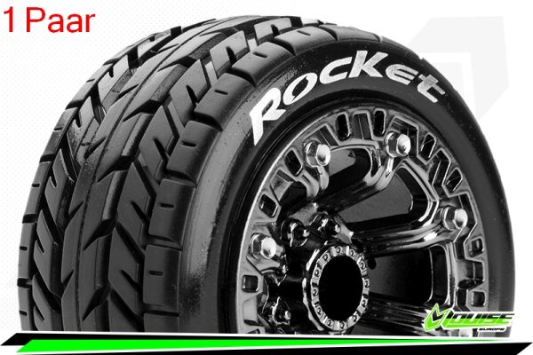 Louise RC - ST-ROCKET - 1-16 Truck Komplettradsatz - Fertig Verklebt - Sport - Felgen 2.2 Schwarz-Chrom - Hex 12mm - L-T3188SBC