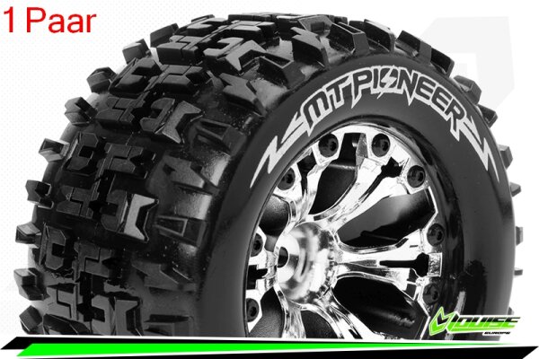 Louise RC - MT-PIONEER - 1-10 Monster Truck Komplettradsatz - Fertig Verklebt - Sport - Felgen 2.8 Chrom - 1/2-Offset - Hex 12mm - L-T3202SCH