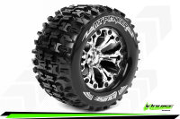 Louise RC - MT-PIONEER - 1-10 Monster Truck Komplettradsatz - Fertig Verklebt - Sport - Felgen 2.8 Chrom - 1/2-Offset - Hex 12mm - L-T3202SCH