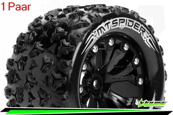 Louise RC - MT-SPIDER - 1-10 Monster Truck --Inhalt: 2 Reifen-- Fertig Verklebt - Sport - Felgen 2.8 Schwarz - Hex 14mm - L-T3203SBM