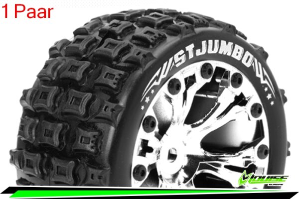 Louise RC - ST-JUMBO - 1-10 Stadium Truck Komplettradsatz - Fertig Verklebt - Sport - Felgen 2.8 Chrom - 0-Offset - Hex 12mm - L-T3210SC