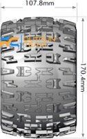 Louise RC - MT-PIONEER - 1-8 Monster Truck Komplettradsatz - Fertig Verklebt - Sport - Felgen 3.8 Chrom - 0-Offset - Hex 17mm - L-T3218C