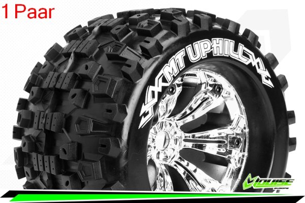 Louise RC - MT-UPHILL - 1-8 Monster Truck Komplettradsatz - Fertig Verklebt - Sport - Felgen 3.8 Chrom - 0-Offset - Hex 17mm - L-T3219C