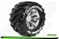 Louise RC - MT-CYCLONE - 1-8 Monster Truck Komplettradsatz - Fertig Verklebt - Sport - Felgen 3.8 Chrom - 0-Offset - Hex 17mm - L-T3220C