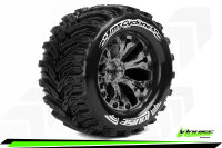 Louise RC - MT-CYCLONE - 1-10 Monster Truck Komplettradsatz - Fertig Verklebt - Soft - Felgen 2.8 Schwarz-Chrom - Hex 14mm - L-T3226SBCM