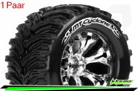 Louise RC - MT-CYCLONE - 1-10 Monster Truck Tire Set - Mounted - Soft - Chrome 2.8 Wheels - BB - LR-T3226SCB