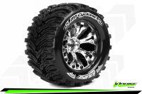 Louise RC - MT-CYCLONE - 1-10 Monster Truck Tire Set - Mounted - Soft - Chrome 2.8 Wheels - BB - LR-T3226SCB