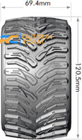 Louise RC - MT-CYCLONE - 1-10 Monster Truck Tire Set - Mounted - Soft - Chrome 2.8 Wheels - BB - LR-T3226SCB