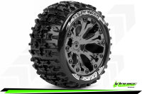 Louise RC - ST-PIONEER - 1-10 Stadium Truck Komplettradsatz - Fertig Verklebt - Soft - Felgen 2.8 Schwarz-Chrom - Hex 14mm - L-T3227SBCM