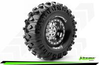 Louise RC - CR-ROWDY - 1-10 Crawler Komplettradsatz - Fertig Verklebt - Super Soft - Felgen 1.9 Schwarz-Chrom - Hex 12mm - L-T3233VBC