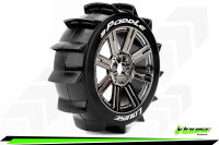 Louise RC - B-PADDLE - 1-8 Buggy Komplettradsatz - Fertig Verklebt - Soft - Speichenfelgen Schwarz-Chrom - Hex 17mm - L-T3249SBC