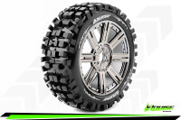 Louise RC - B-ULLDOZE - 1-8 Buggy Komplettradsatz - Fertig Verklebt - Soft - Speichenfelgen Schwarz-Chrom - Hex 17mm - L-T324SBC