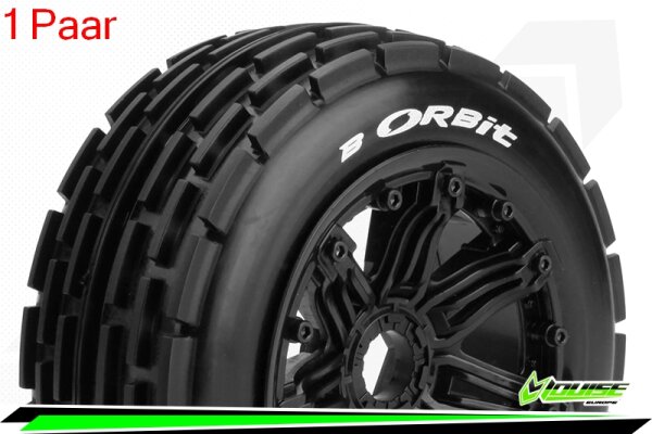 Louise RC - B-ORBIT - 1-5 Buggy Komplettradsatz - Montiert - Sport - Bead-Lock Felgen Schwarz - Hex 24mm - Vorne - L-T3265B