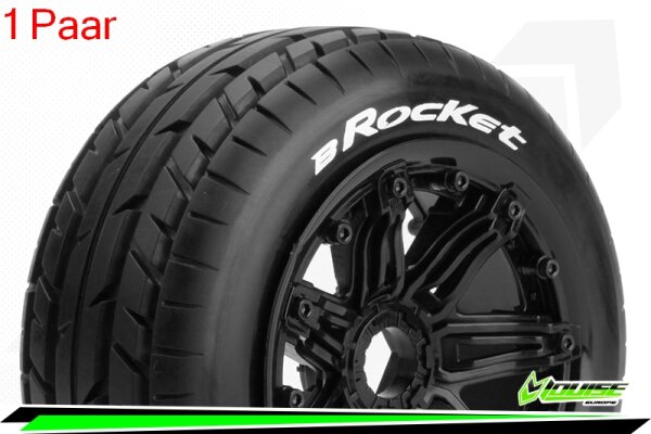 Louise RC - B-ROCKET -  1-5 Buggy --Inhalt: 2 Reifen-- Montiert - Sport - Bead-Lock Felgen Schwarz - Hex 24mm - Vorne - L-T3266B