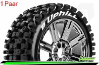 Louise RC - B-UPHILL - 1-8 Buggy --Inhalt: 2 Reifen-- Fertig Verklebt - Soft - Speichenfelgen Schwarz-Chrom - Hex 17mm - L-T3271SBC