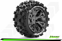 Louise RC - ST-MCROSS - 1-10 Stadium Truck Komplettradsatz - Fertig Verklebt - Sport - Felgen 2.8 Schwarz-Chrom - Hex 14mm - L-T3272SBCM