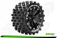 Louise RC - ST-ROCK - 1-10 Stadium Truck Komplettradsatz - Fertig Verklebt - Sport - Felgen 2.8 Schwarz - 0-Offset - Hex 12mm - L-T3273SB