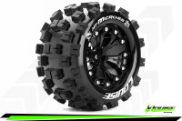 Louise RC - MT-MCROSS - 1-10 Monster Truck Komplettradsatz - Fertig Verklebt - Sport - Felgen 2.8 Schwarz - 0-Offset - Hex 12mm - L-T3274SB