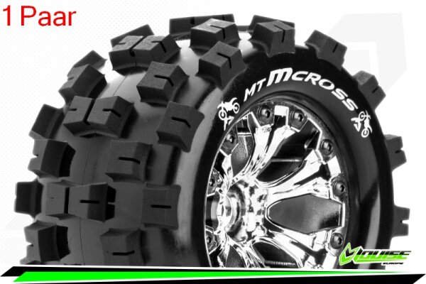 Louise RC - MT-MCROSS - 1-10 Monster Truck --Inhalt: 2 Reifen-- Fertig Verklebt - Sport - Felgen 2.8 Chrom - 1/2-Offset - Hex 12mm - L-T3274SCH