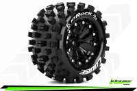 Louise RC - MT-ROCK - 1-10 Monster Truck Komplettradsatz - Fertig Verklebt - Sport - Felgen 2.8 Schwarz - Hex 14mm - L-T3275SBM