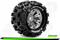 Louise RC - MT-MCROSS - 1-8 Monster Truck Komplettradsatz - Fertig Verklebt - Sport - Felgen 3.8 Chrom - 0-Offset - Hex 17mm - L-T3276C