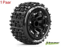 ST-PIONEER 2.2 soft Reifen auf Felge schwarz (2) *J* TRX 1:16 v/h & Buggy 1:10 hi