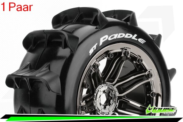 Louise RC - ST-PADDLE- 1-8 Stadium Truck Komplettradsatz - Fertig Verklebt - Sport - Bead Style 3.8 Felgen Schwarz-Chrom - Hex 17mm - L-T3290BC
