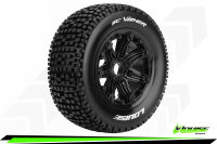 Louise RC - SC-VIPER - 1-5 Short Course Truck Komplettradsatz - Montiert - Sport - Bead-Lock Felgen Schwarz - Hex 24mm - Hinten - L-T3294B