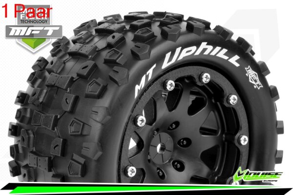 Louise RC - MFT - MT-UPHILL - 1-10 Monster Truck Komplettradsatz - Montiert - Sport - Bead-Lock 2.8 Felgen Schwarz - 0-Offset - Hex 12mm  - L-T3309SB