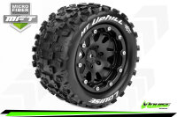 Louise RC - MFT - MT-UPHILL - 1-10 Monster Truck Komplettradsatz - Montiert - Sport - Bead-Lock 2.8 Felgen Schwarz - 0-Offset - Hex 12mm  - L-T3309SB