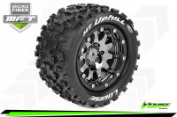 Louise RC - MFT - MT-UPHILL - 1-10 Monster Truck Komplettradsatz - Montiert - Sport - Bead-Lock 2.8 Felgen Schwarz-Chrom - 0-Offset - Hex 12mm  - L-T3309SBC