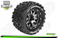 Louise RC - MFT - MT-UPHILL - 1-10 Monster Truck Komplettradsatz - Montiert - Sport - Bead-Lock 2.8 Felgen Schwarz-Chrom - 1/2-Offset - Hex 12mm  - L-T3309SBCH