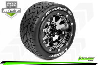 Louise RC - MFT - ST-ROCKET - 1-10 Monster Truck Komplettradsatz - Montiert - Sport - Bead-Lock 2.8 Felgen Schwarz-Chrom - 1/2-Offset - Hex 12mm  - L-T3311SBCH