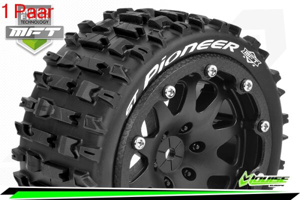 Louise RC - MFT - ST-PIONEER - 1-10 Monster Truck --Inhalt: 2 Reifen-- Montiert - Sport - Bead-Lock 2.8 Felgen Schwarz - 0-Offset - Hex 12mm  - L-T3312SB