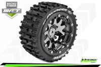 Louise RC - MFT - ST-PIONEER - 1-10 Monster Truck Komplettradsatz - Montiert - Sport - Bead-Lock 2.8 Felgen Schwarz-Chrom - 0-Offset - Hex 12mm  - L-T3312SBC