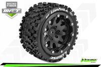 Louise RC - MFT - ST-UPHILL - 1-10 Monster Truck Komplettradsatz - Montiert - Sport - Bead-Lock 2.8 Felgen Schwarz - 0-Offset - Hex 12mm  - L-T3313SB