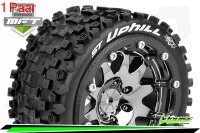 Louise RC - MFT - ST-UPHILL - 1-10 Monster Truck --Inhalt: 2 Reifen-- Montiert - Sport - Bead-Lock 2.8 Felgen Schwarz-Chrom - 0-Offset - Hex 12mm  - L-T3313SBC