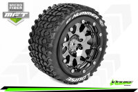 Louise RC - MFT - ST-HUMMER - 1-10 Monster Truck Komplettradsatz - Montiert - Sport - Bead-Lock 2.8 Felgen Schwarz-Chrom - 0-Offset - Hex 12mm  - L-T3314SBC