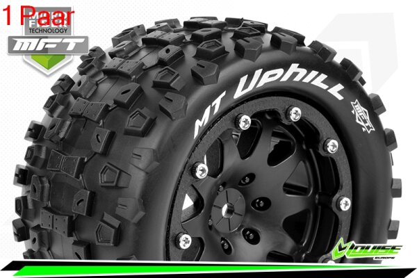 Louise RC - MFT - MT-UPHILL - 1-10 Monster Truck Komplettradsatz - Montiert - Sport - Bead-Lock 2.8 Felgen Schwarz - 1/2-Offset - Hex 14mm  - L-T3309SBM
