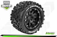 Louise RC - MFT - MT-UPHILL - 1-10 Monster Truck Komplettradsatz - Montiert - Sport - Bead-Lock 2.8 Felgen Schwarz - 1/2-Offset - Hex 14mm  - L-T3309SBM