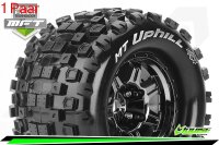 Louise RC - MFT - MT-UPHILL - 1-8 Monster Truck --Inhalt: 2 Reifen-- Fertig Verklebt - Sport - Bead Style 3.8 Felgen Schwarz-Chrom - 1/2-Offset - Hex 17mm - L-T3322BCH