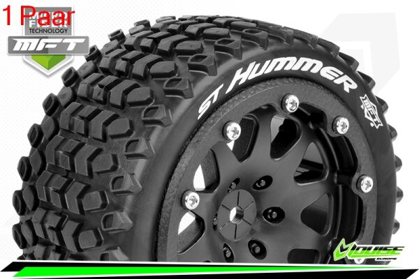 Louise RC - MFT - ST-HUMMER - 1-10 Monster Truck --Inhalt: 2 Reifen-- Montiert - Sport - Bead-Lock 2.8 Felgen Schwarz - 1/2-Offset - Hex 14mm  - L-T3314SBM