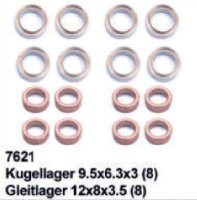 Kugellager 6,35x9,5x2,5x3,175 (8), Gleitlager 12x8x3,5 (8)