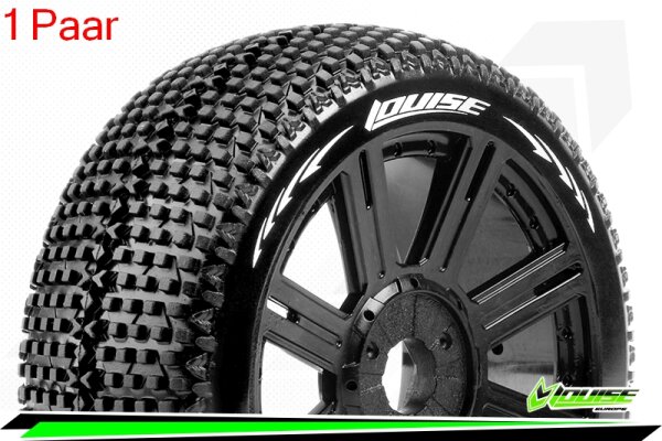 Louise RC - B-TURBO - 1-8 Buggy --Inhalt: 2 Reifen-- Fertig Verklebt - Soft - Speichenfelgen Schwarz - Hex 17mm - L-T3104SB